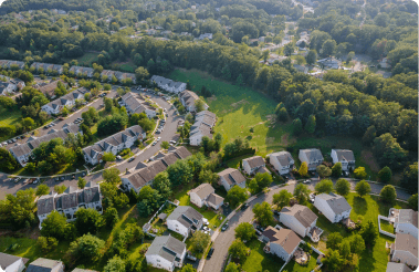 track homes aerial view